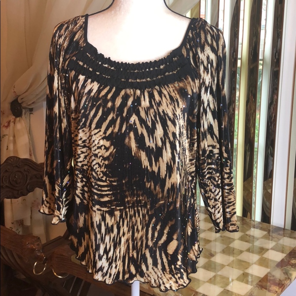 Brown/Black Animal Print BRITTANY BLACK Blouse